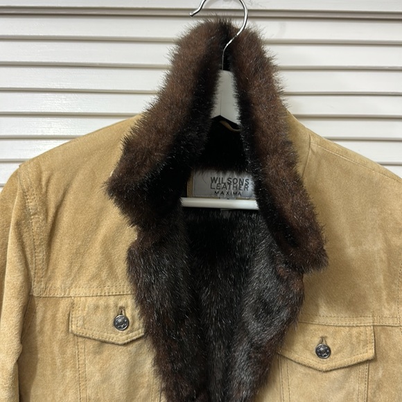 Vintage Tan Suede Fur Coat Jacket - Picture 4 of 7